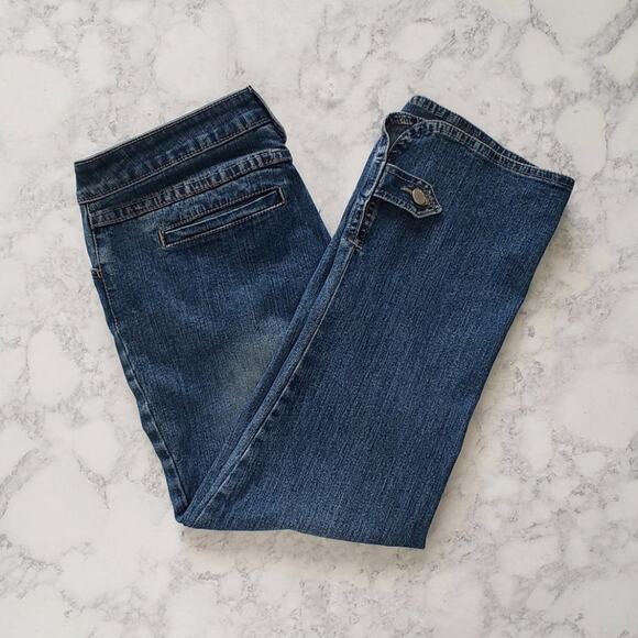 KIKIT High Waist Cropped Jeans button detail sz 8 - Picture 6 of 8